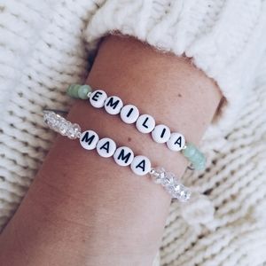 Name bracelet, mint beaded bracelet, personalized
